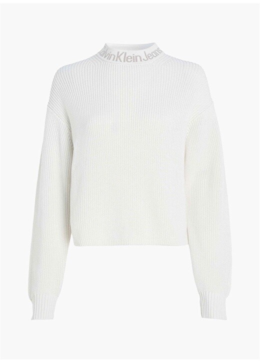 

Полуводолазка, обычный однотонный белый свитер, женский Calvin Klein Jeans
