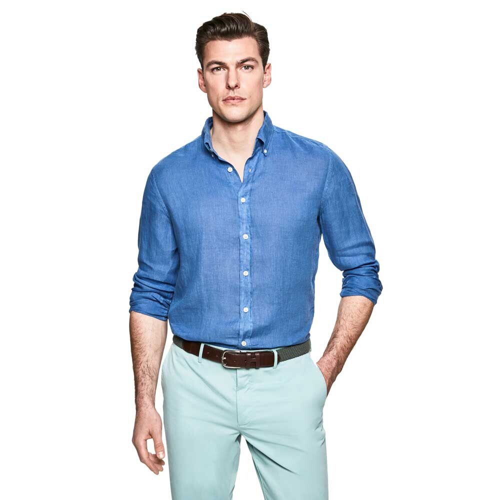 

Рубашка Hackett Garment Dye Linen BS, синий