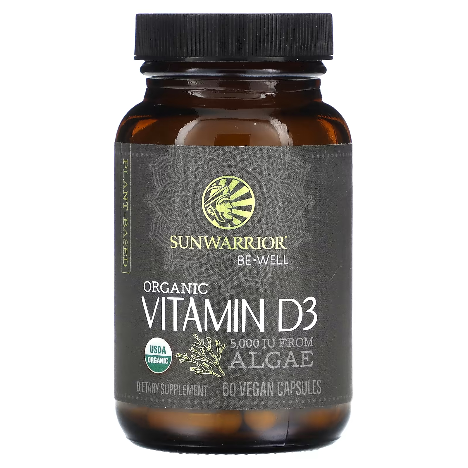 Органический витамин D3 Sunwarrior, 5000 МЕ, 60 веганских капсул innate response formulas витамин d3 5000 ме 60 капсул