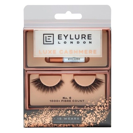 

Накладные ресницы Eylure Luxe Cashmere № 6 с клеем в комплекте, 1 пара, черные