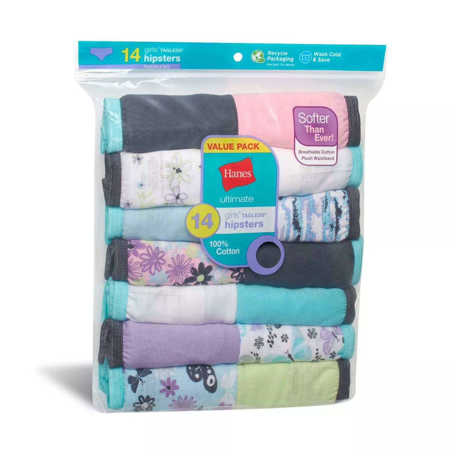 

Хлопковые трусики-хипстеры Hanes Ultimate для девочек, 14 пар Hanes