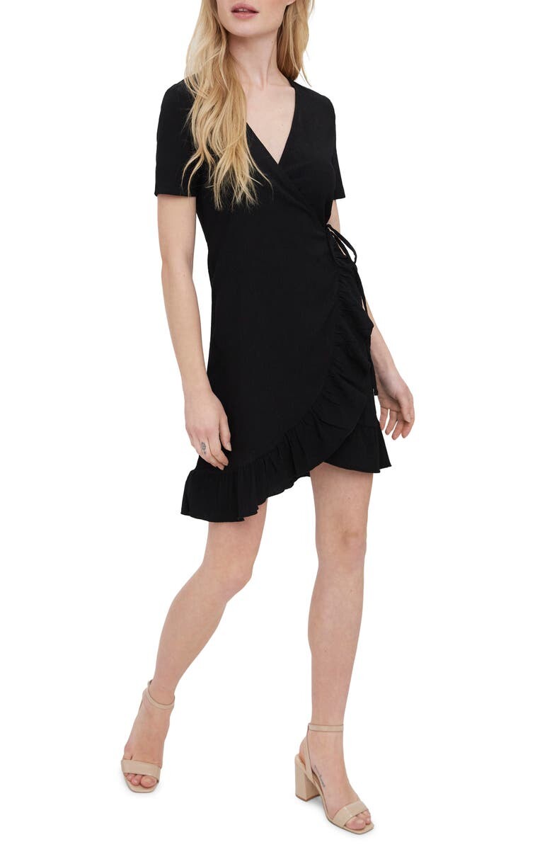 

Мини-платье Haya с мятым запахом VERO MODA, черный