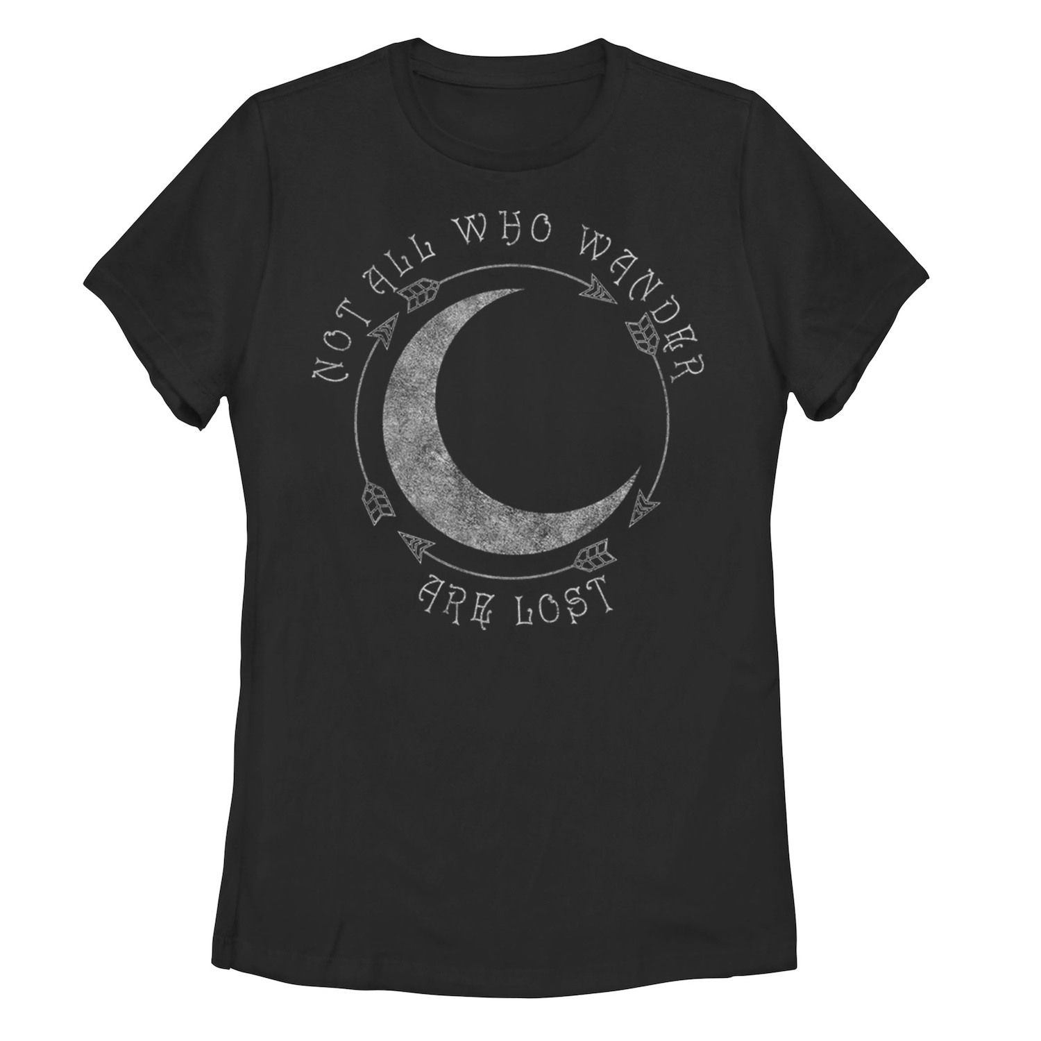 Детская футболка Not All Who Wander Are Lost с рисунком Moon Arrows, черный
