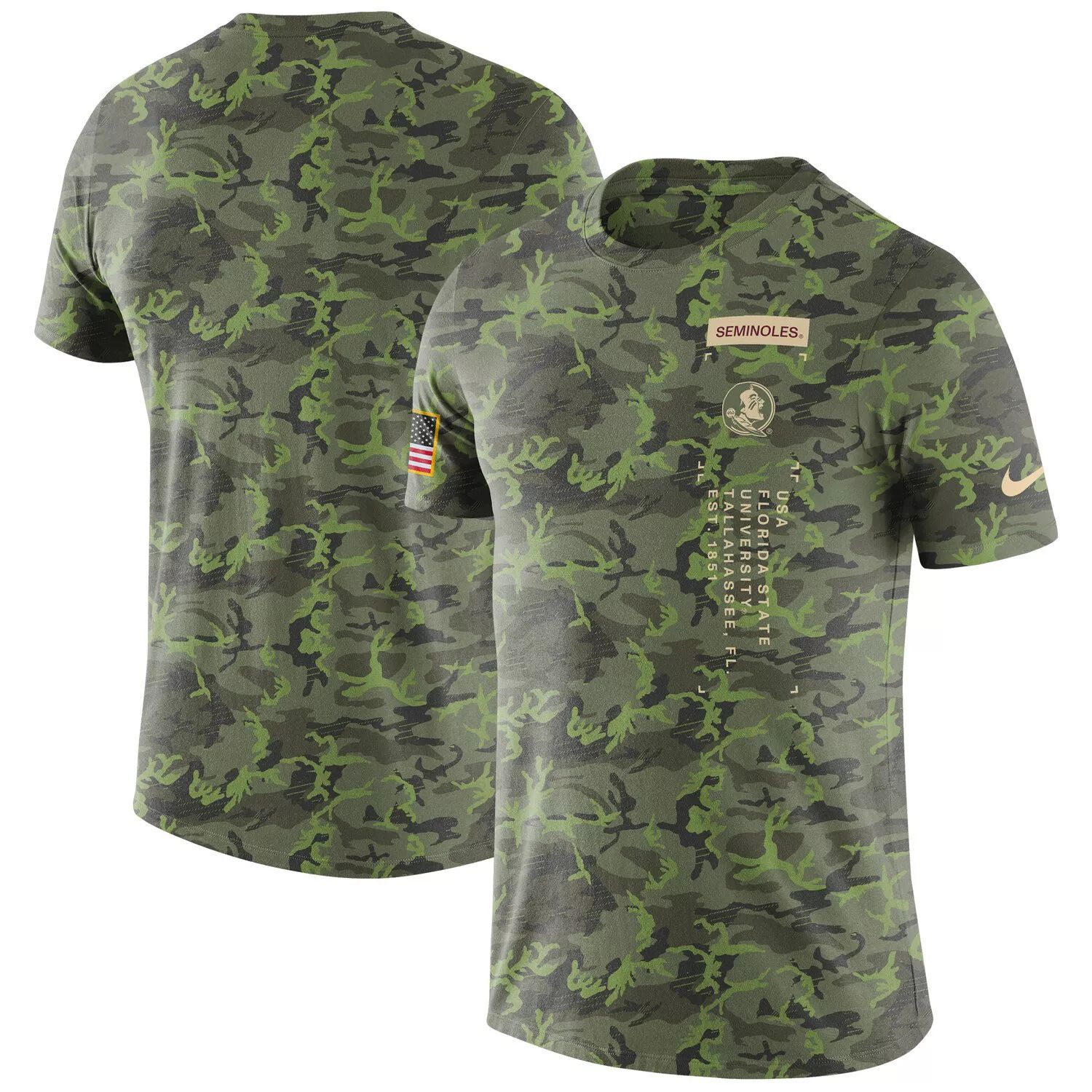 

Мужская футболка в стиле милитари Nike Camo Florida State Seminoles, Хаки