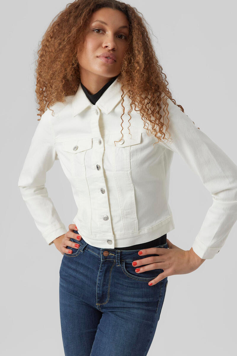 Короткая женская джинсовая куртка Vero Moda, белый серая короткая джинсовая куртка the attico