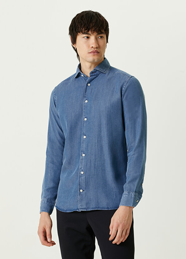 Темно-синяя джинсовая рубашка Eton