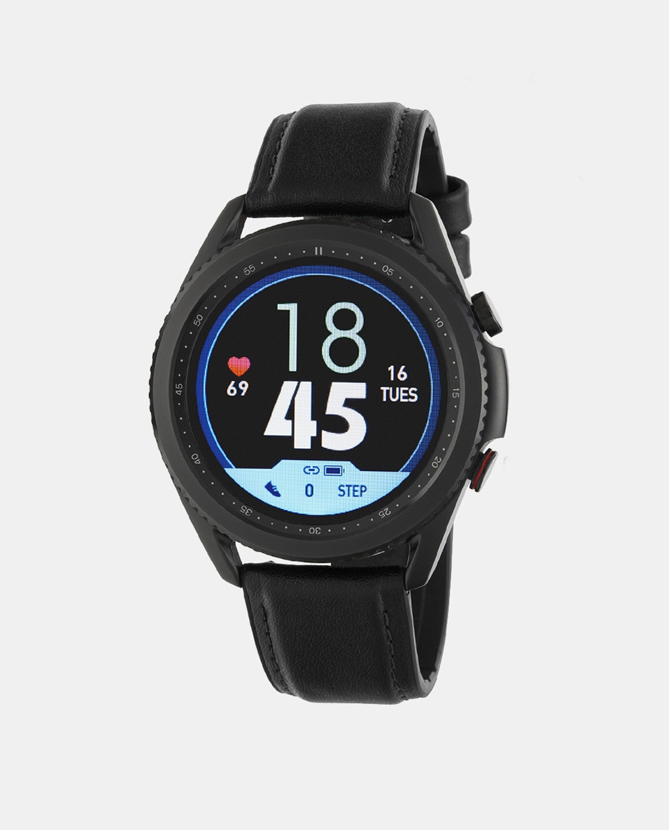 Умные часы B57011/1 из черной кожи и синего силикона Marea, черный умные часы garmin fenix 6x pro черный с черным ремешком