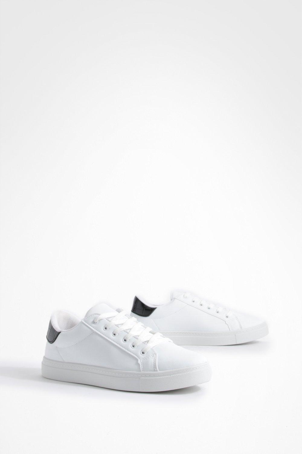 

Кроссовки на плоской подошве Croc Panel Basic Flat Trainers boohoo, белый