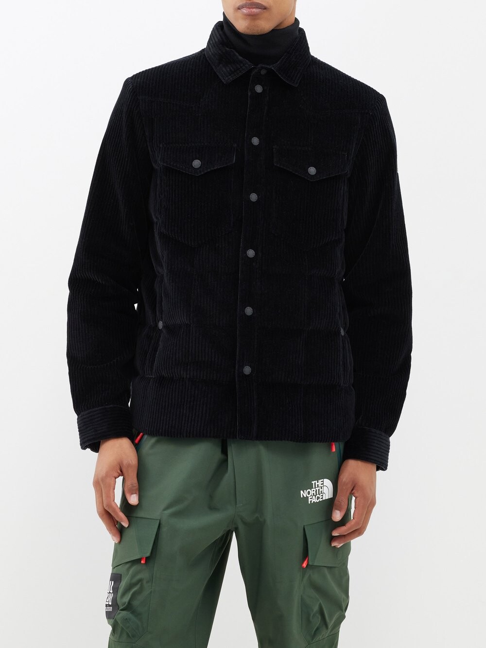

Стеганый пуховик из гелевого вельвета и хлопка Moncler, черный