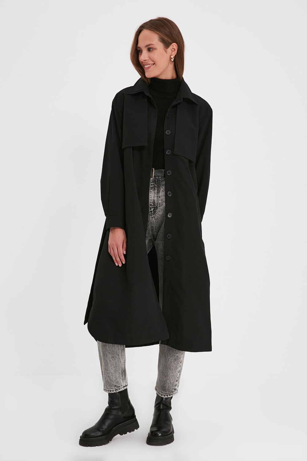 

Тренч - Черный - Базовый Trendyol Modest, черный