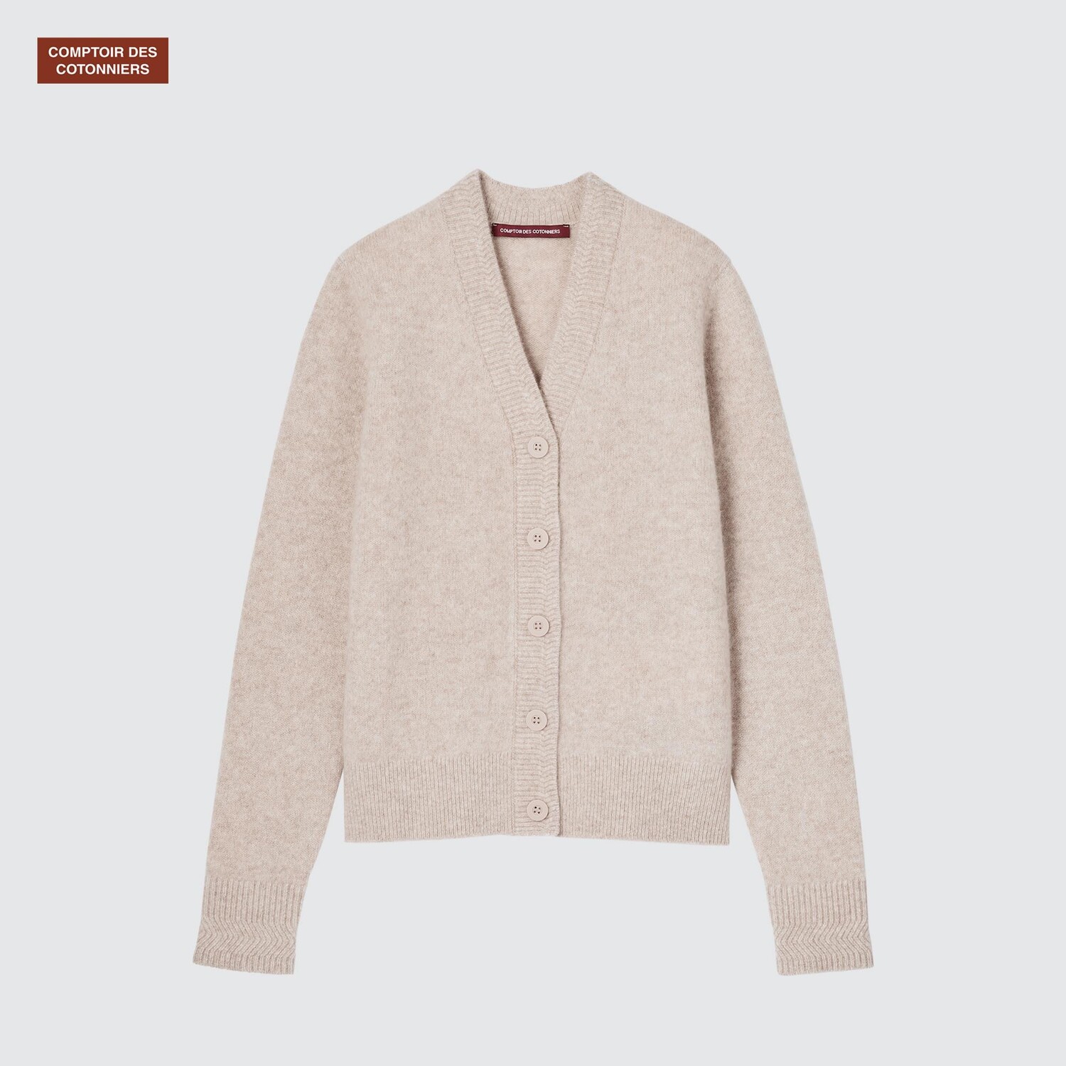 

Comptoir des Cotonniers Кашемировый кардиган с V-образным вырезом Uniqlo, светло-серый