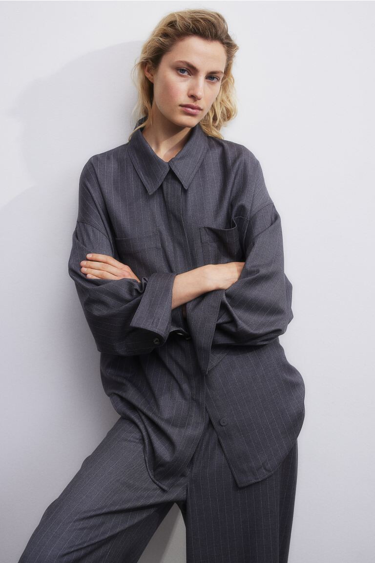 

Габардиновая рубашка оверсайз H&M
