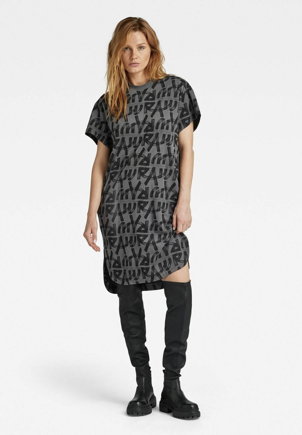 

Платье из джерси PRINTED LOOSE G-Star, цвет grey asphalt raw paint