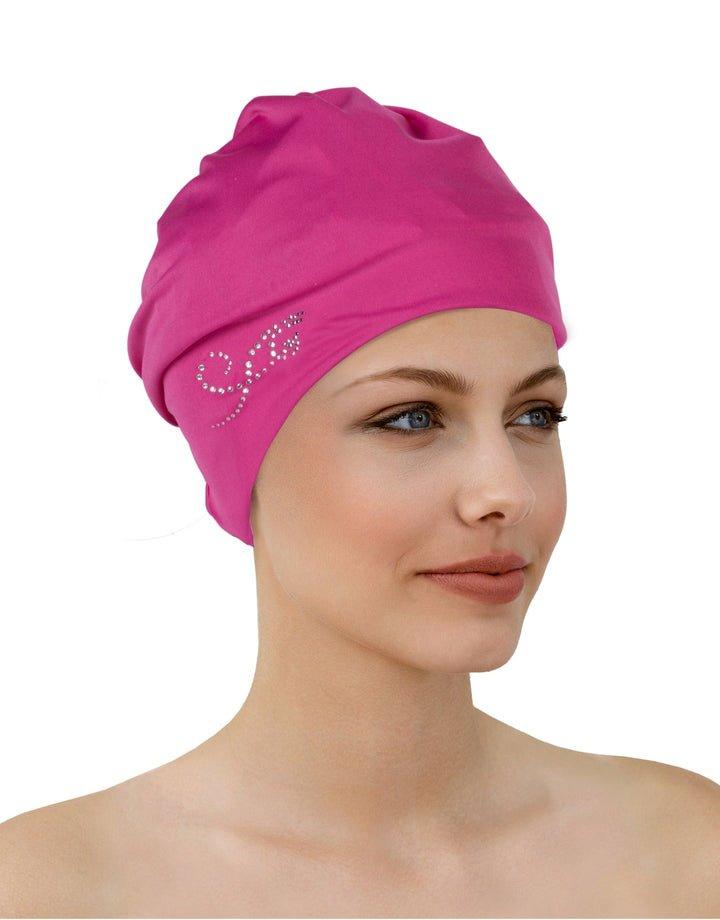 шапочка для плавания fashy 3493 20 Шапочка для плавания из ткани с аппликацией Fashy, розовый
