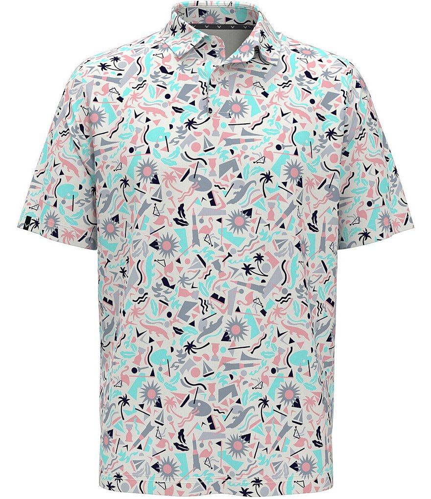 Рубашка-поло для гольфа Callaway с короткими рукавами и абстрактным принтом, белый