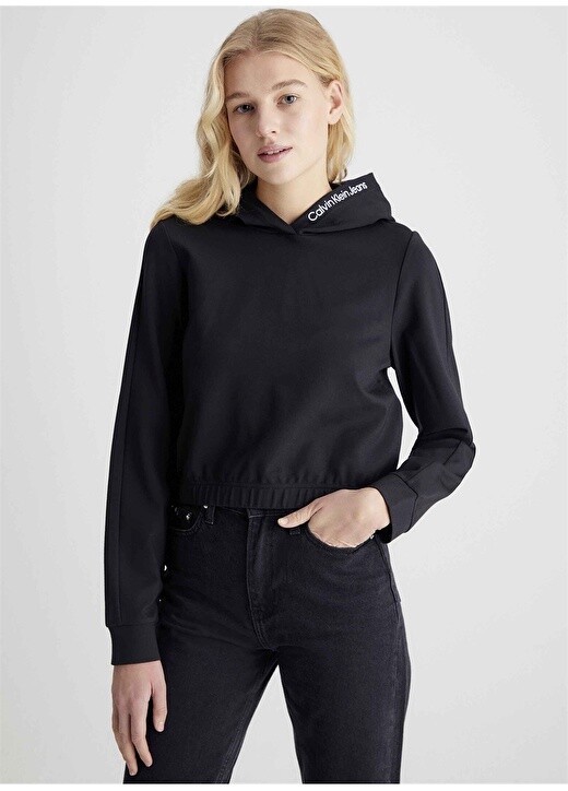 

Черная женская толстовка с воротником с капюшоном Calvin Klein Jeans, Черный