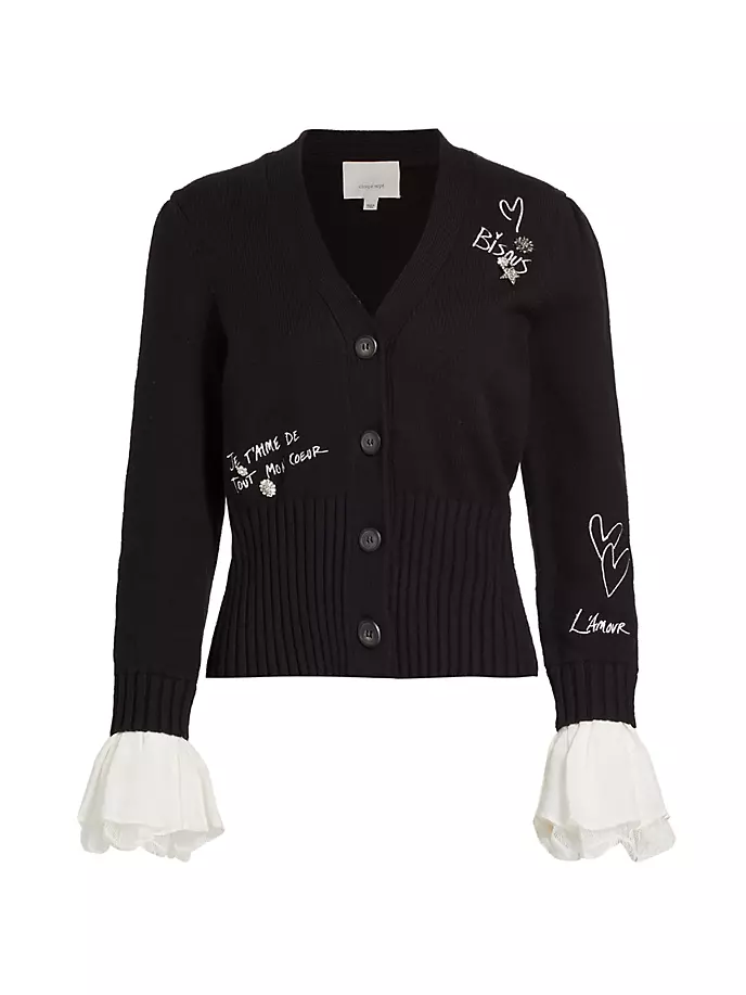

Кардиган с вышивкой Emilee Cinq À Sept, цвет black ivory