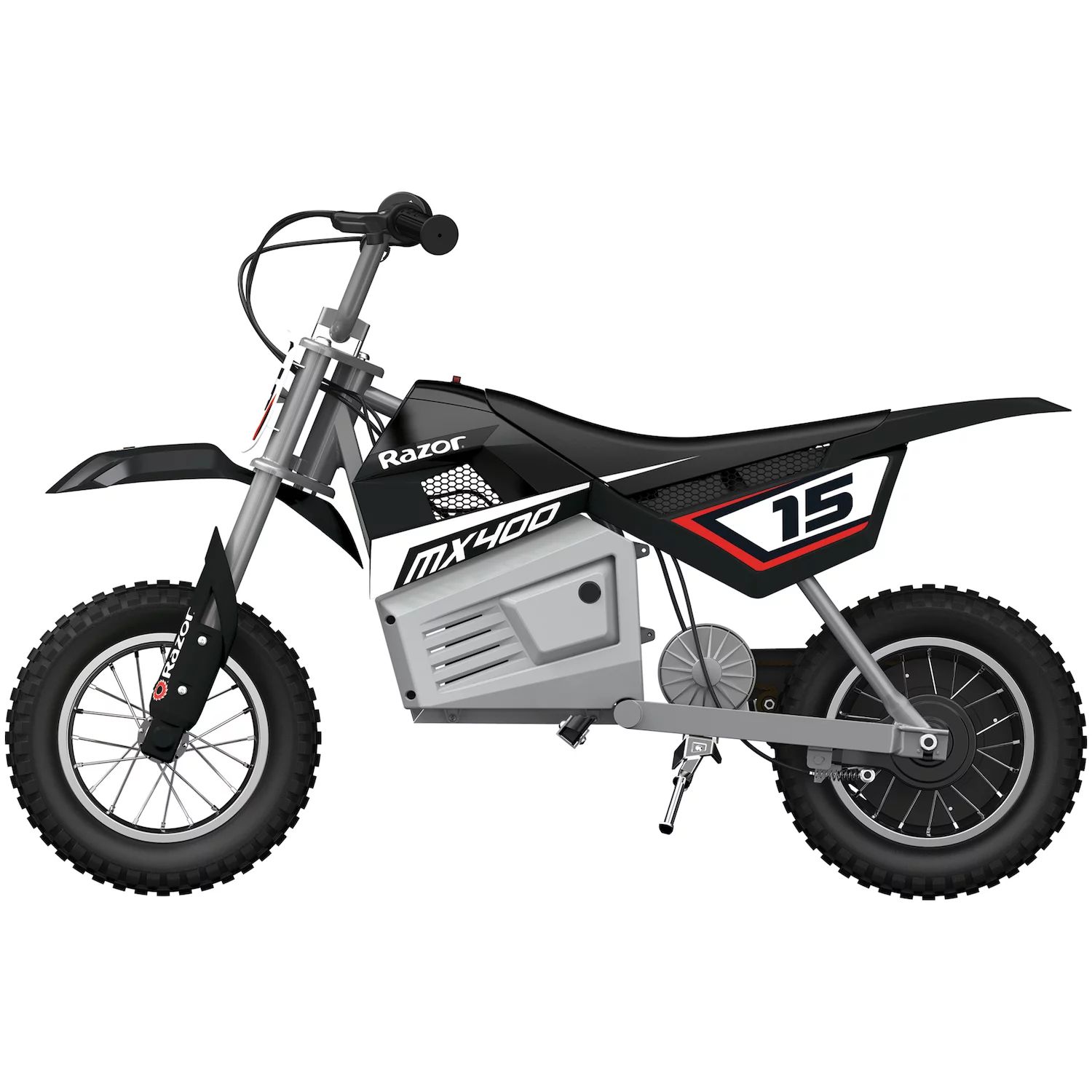 цена Razor MX400 Dirt Rocket 24V Электрический игрушечный мотоцикл для мотокросса, мотоцикл для бездорожья, черный Razor