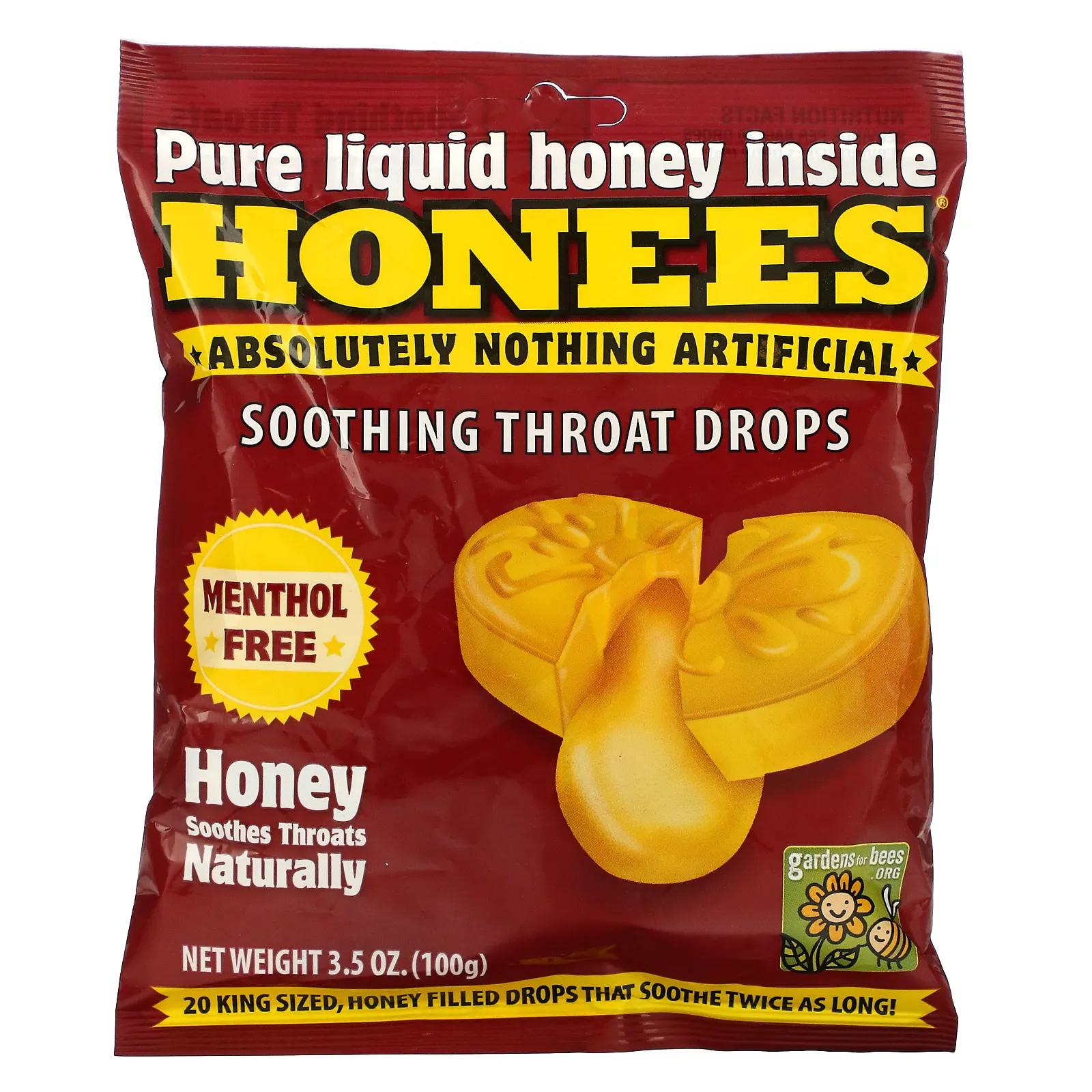 Honees Cough Drops Honey Menthol Free 20 Cough Drops
