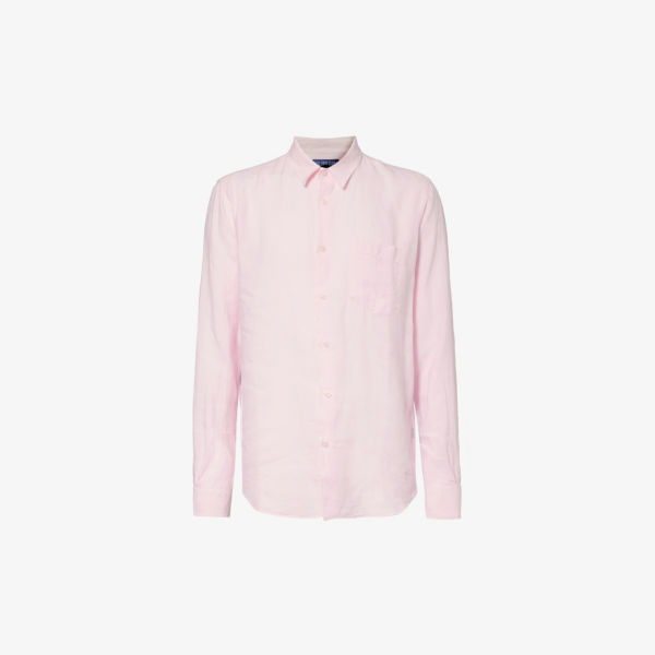Льняная рубашка caroubis с фирменной вышивкой Vilebrequin, цвет ballerine