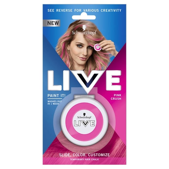 Моющийся мел для волос, оттенок Pink Crush, 33 г Schwarzkopf, Live Paint It! цена и фото
