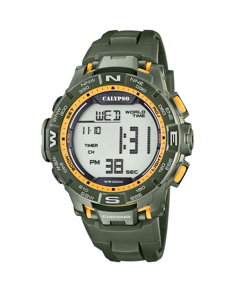 

K5816/2 Digital For Man зеленые резиновые мужские часы Calypso, зеленый