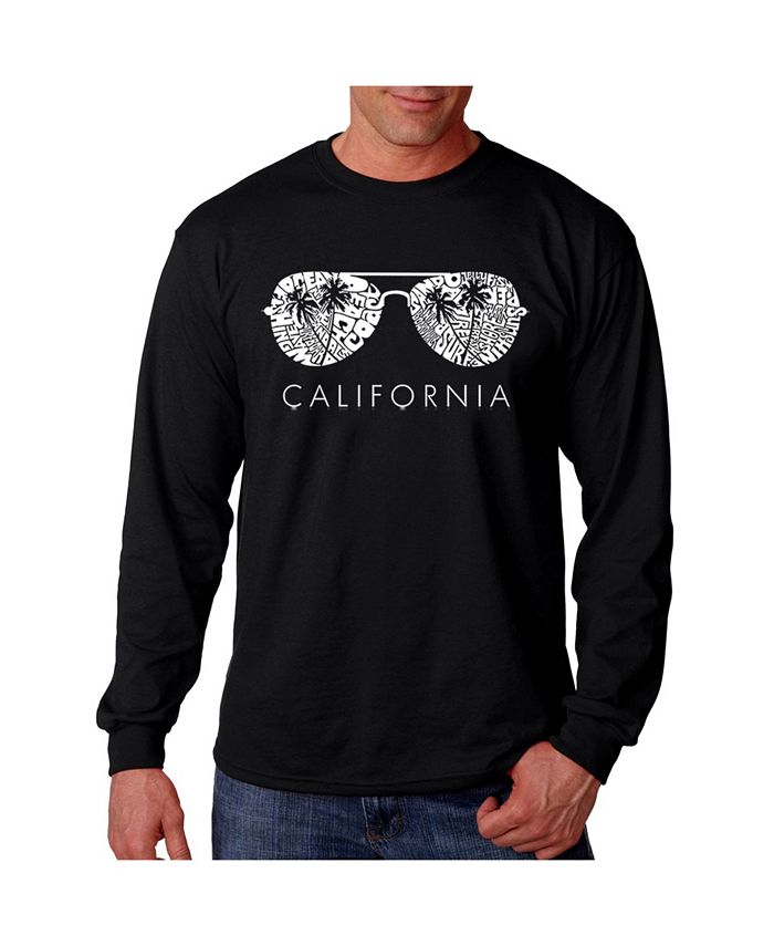 Мужская футболка Word Art с длинным рукавом California Shades LA Pop Art, черный