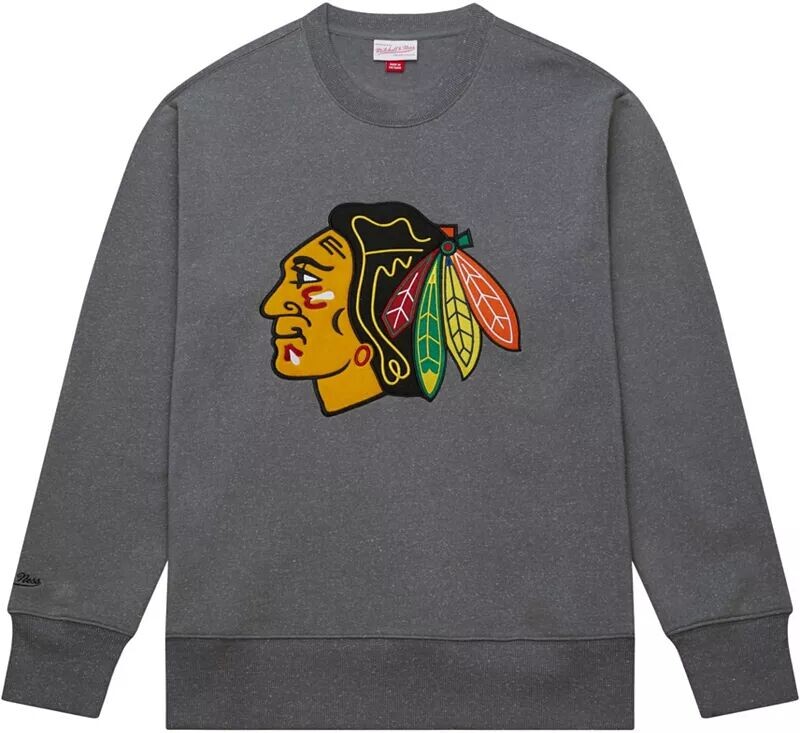 

Серый свитшот с круглым вырезом Mitchell & Ness Chicago Blackhawks Snow Wash