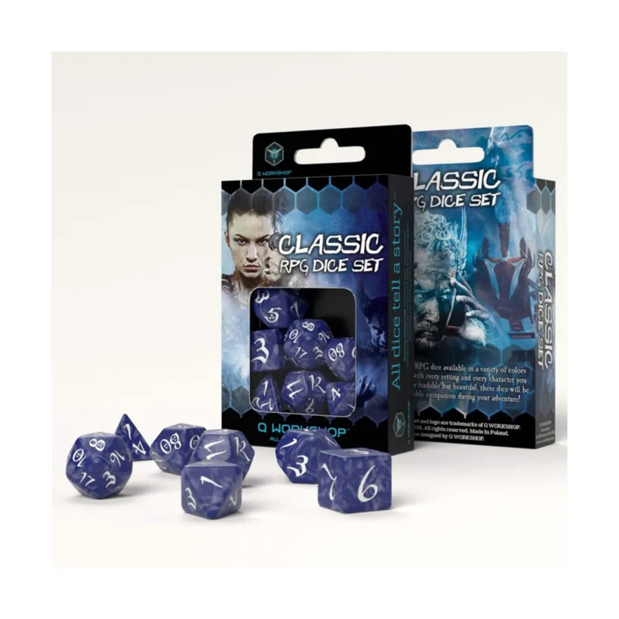 

Poly Set Cobalt с белым (7), Classic Role Playing Games Dice