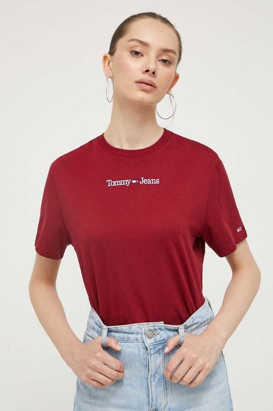 

Хлопковая футболка Tommy Jeans, гранат