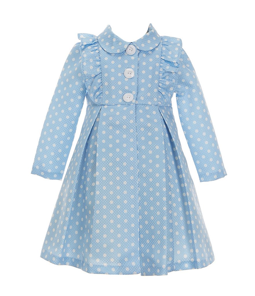 Комплект платья-пальто в горошек с длинными рукавами Bonnie Jean Little Girls 2T-6X, синий