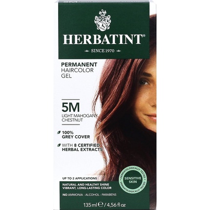 Стойкая гель-краска для волос на травах 5М Светлый Красный Каштан 150мл, Herbatint