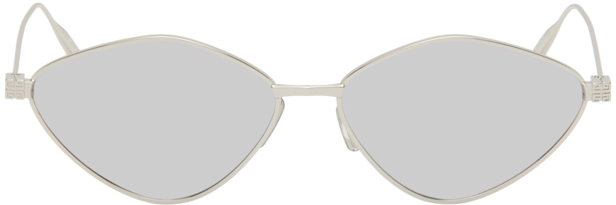 Серебряные овальные солнцезащитные очки Givenchy