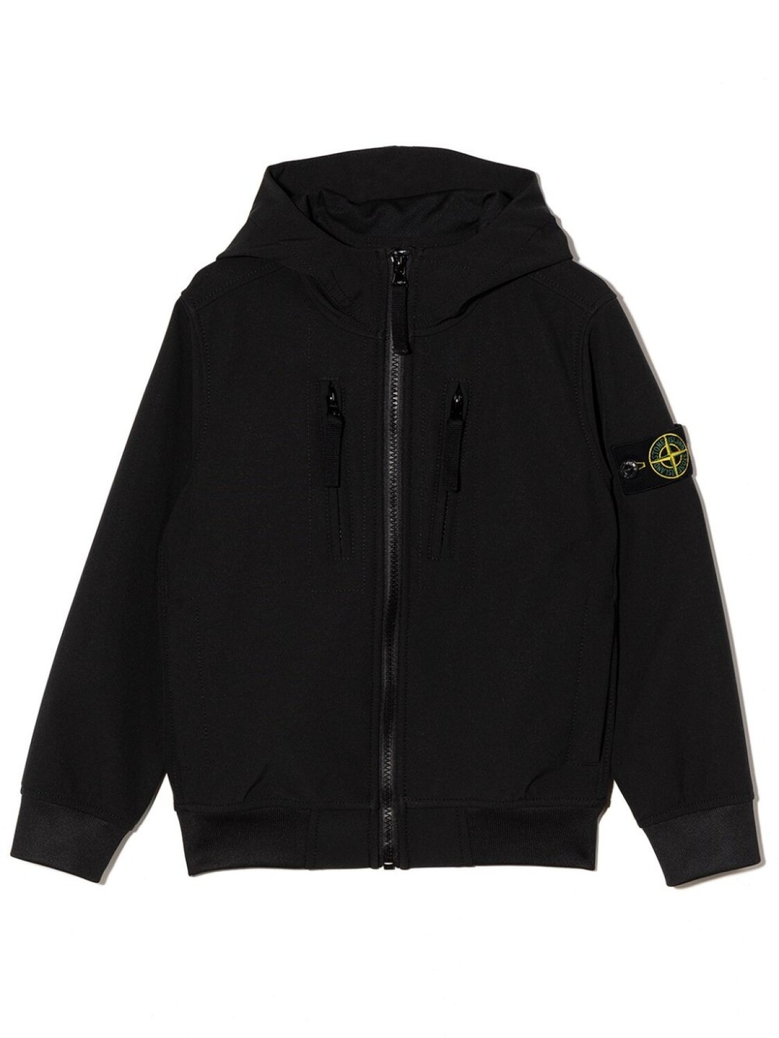 

Stone Island Junior худи на молнии с нашивкой Compass, черный