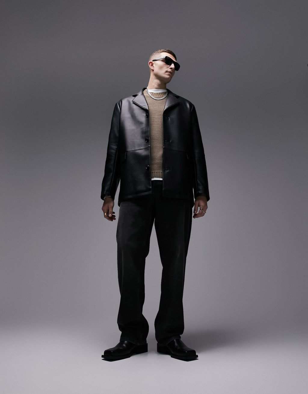 Черный пиджак из искусственной кожи Topman пиджак из искусственной кожи zara черный