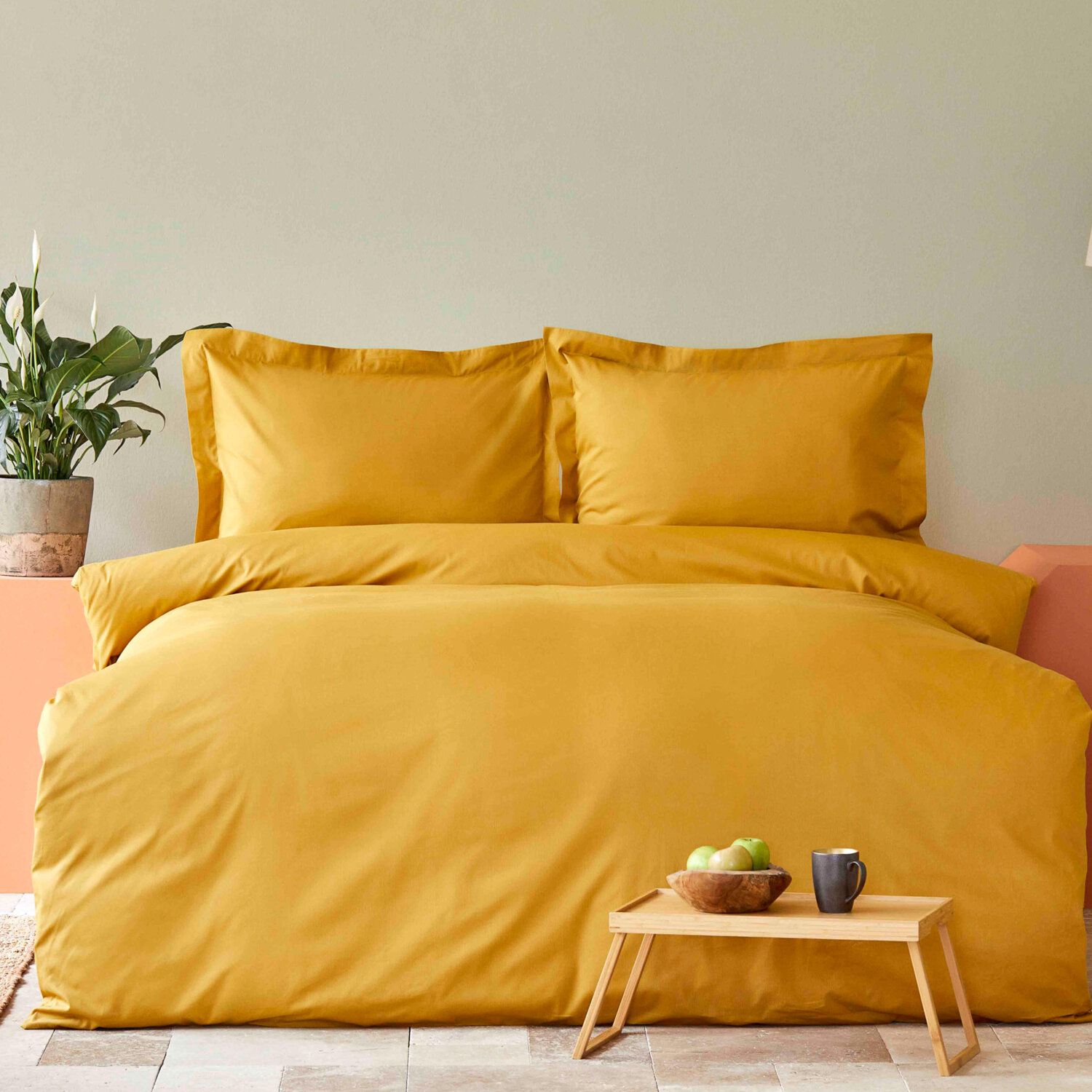 цена Karaca Home Back To Basic Комплект постельного белья светло-горчичного цвета