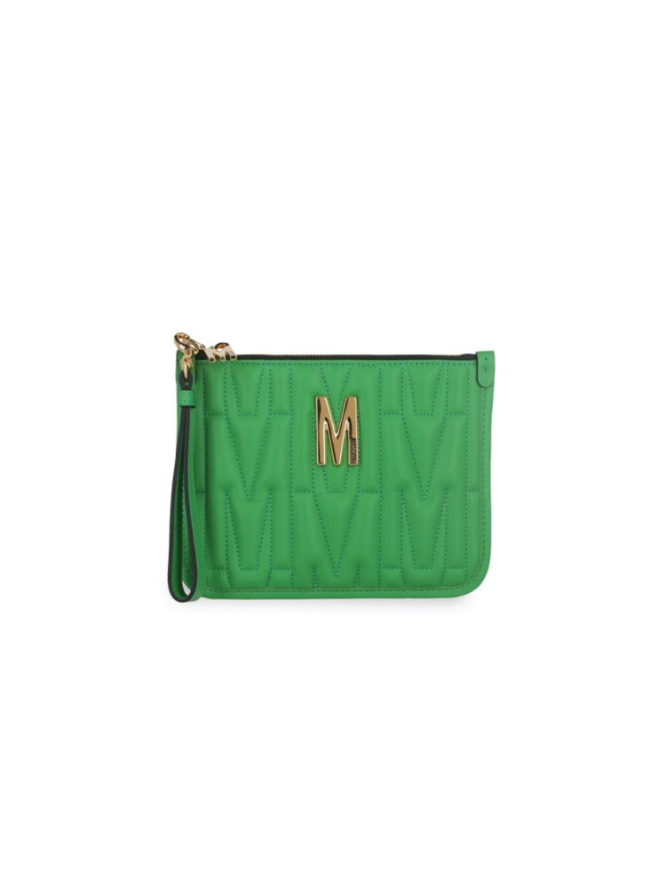 Стеганая сумка на руку с логотипом Moschino, зеленый