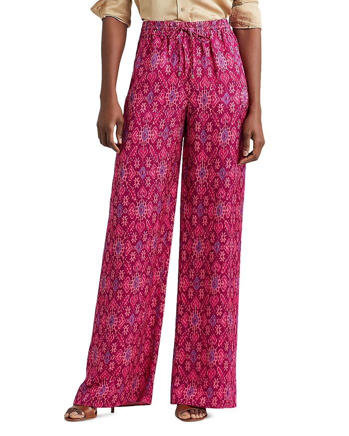 

Атласные широкие брюки с геопринтом Ralph Lauren, Розовый