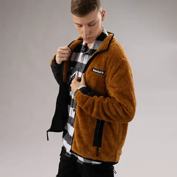 

Флисовая куртка Timberland с высоким ворсом и молнией во всю длину, цвет Wheat Boot