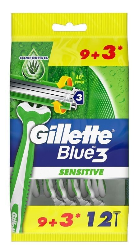 

Gillette Blue3 Sensitive бритва для мужчин, 12 шт.
