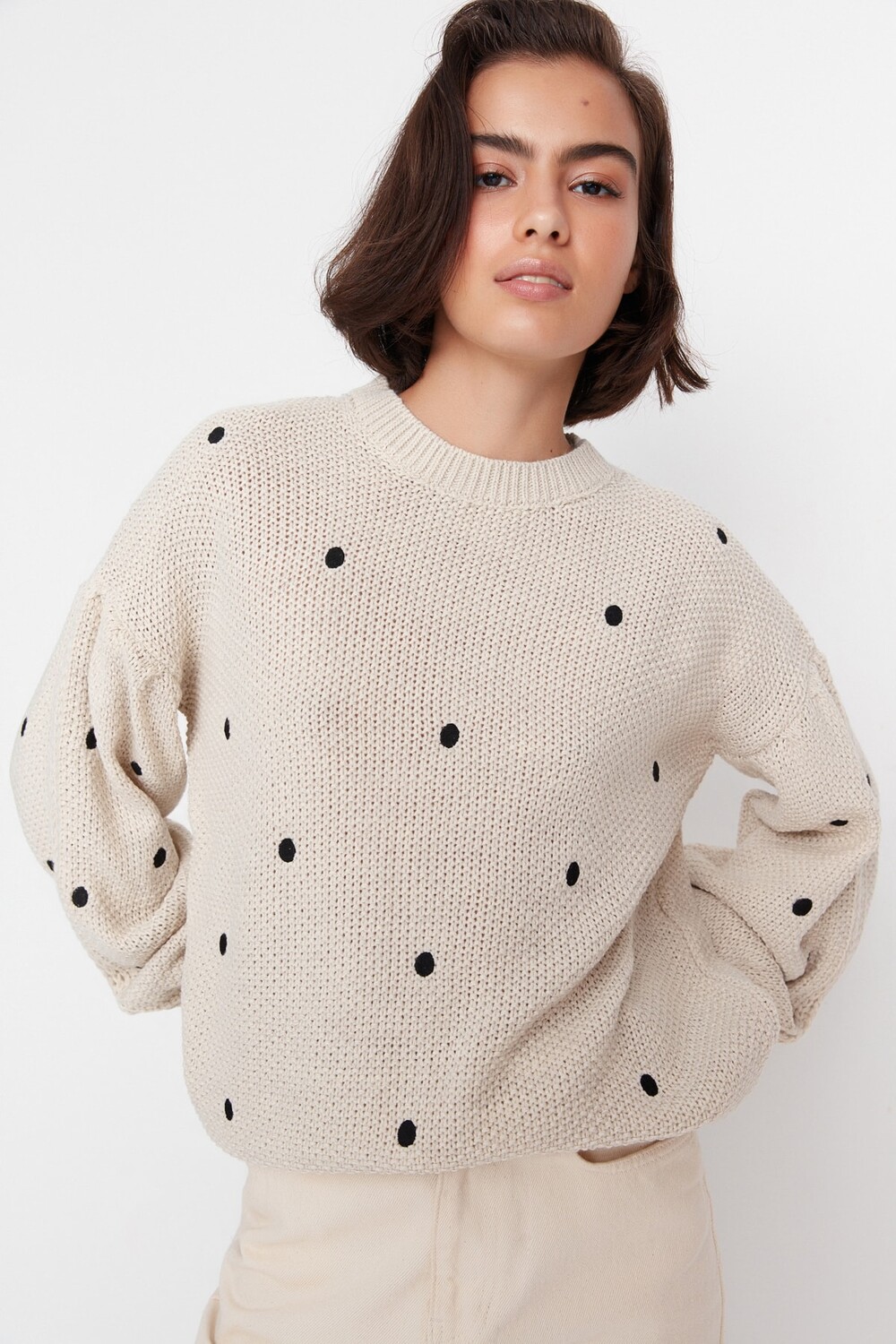

Свитер - Экрю - Oversize Trendyol, экрю