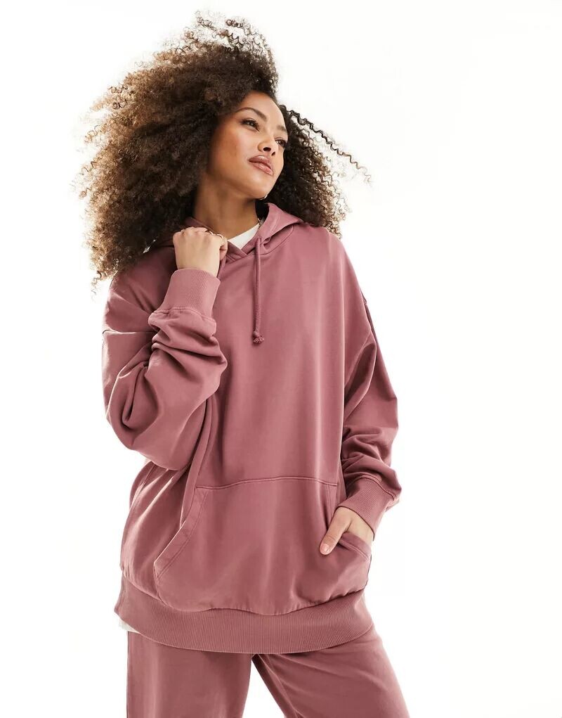 

Толстовка оверсайз цвета стираного баклажана ASOS