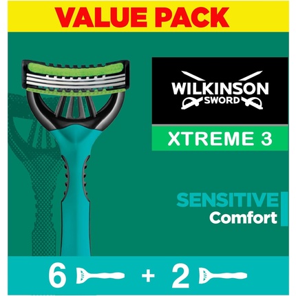 Одноразовые бритвы Wilkinson Xtreme 3 Pure Sensitive, 6+2 шт., Wilkinson Sword одноразовые бритвы wilkinson sword xtreme 3 beauty одноразовые бритвы 4 4 шт 8шт