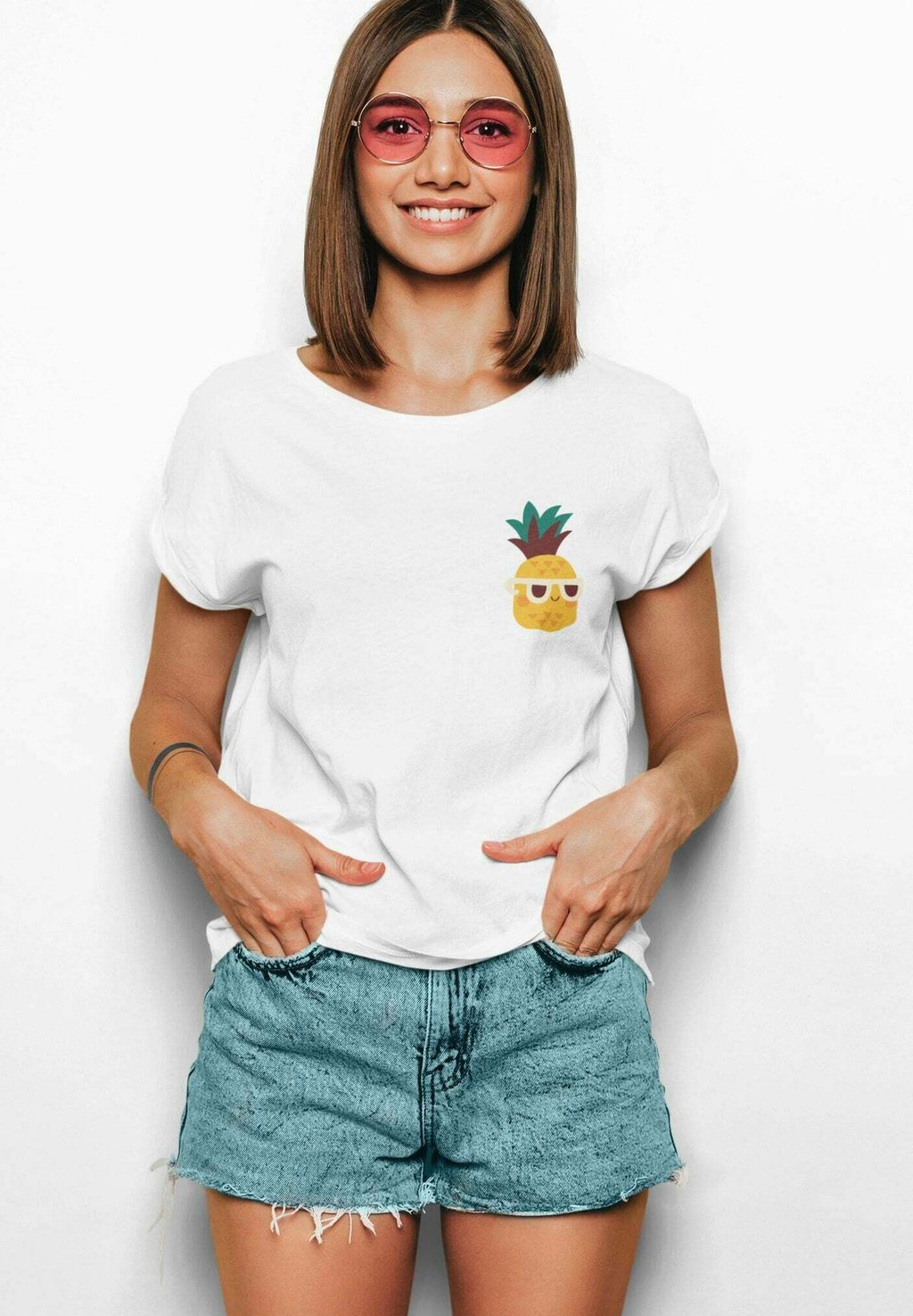Футболка с принтом Cute Pineapple Novux, цвет white