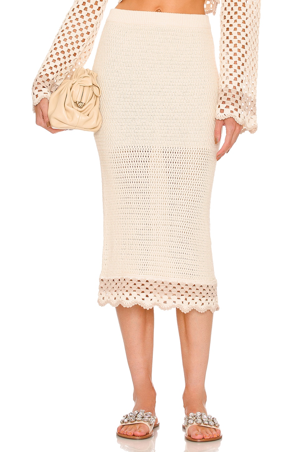 

Юбка миди LPA Lanita Crochet, цвет Ivory & Nude