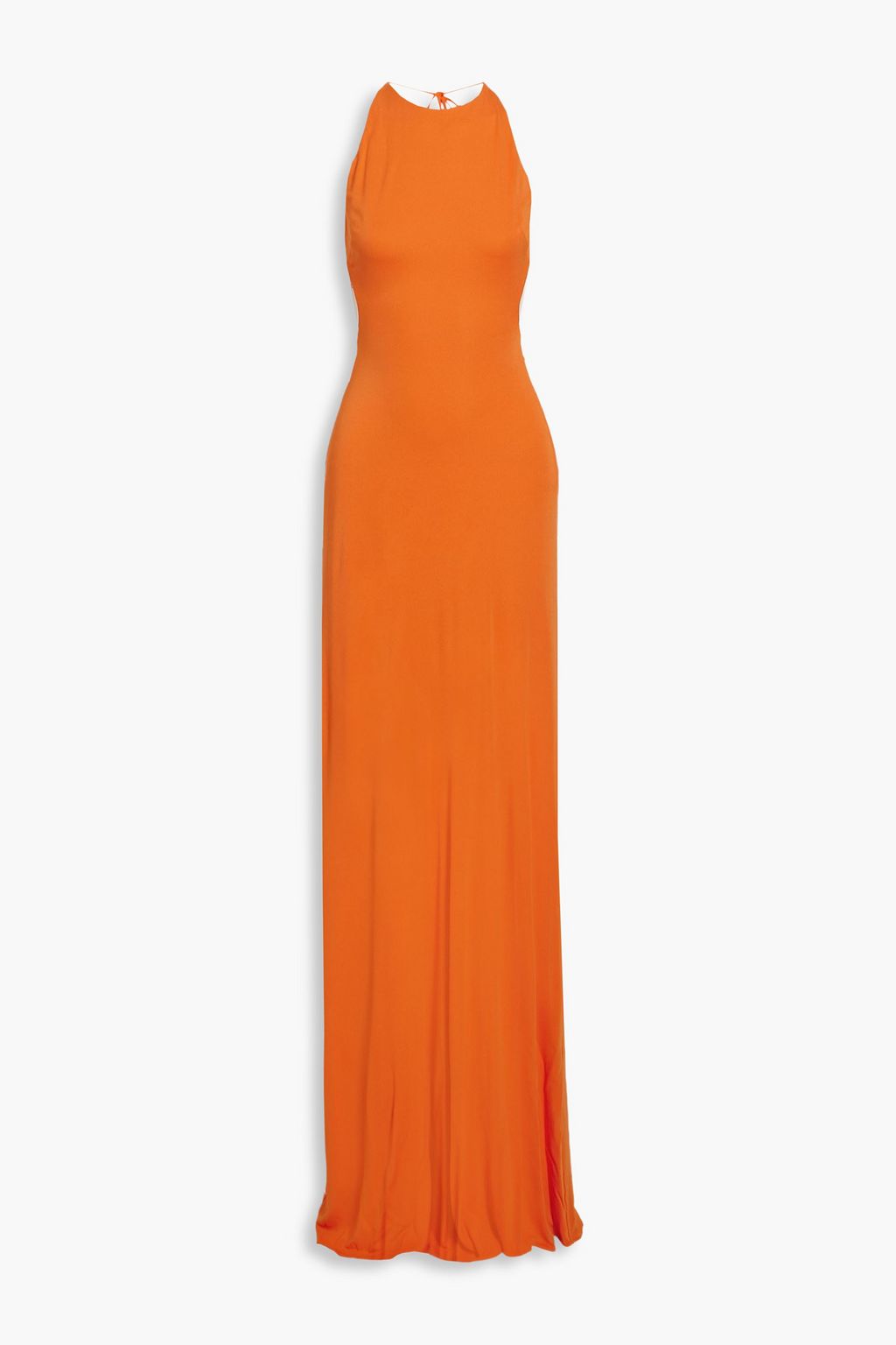 цена Платье из джерси с открытой спиной и воротником-халтер из бриара HALSTON, оранжевый