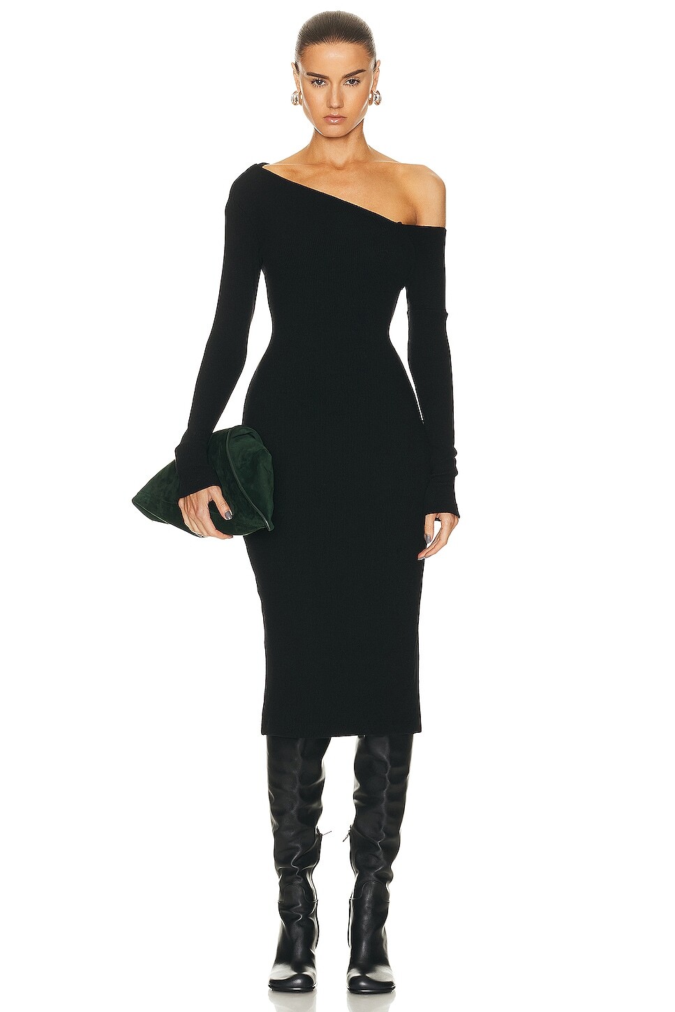 

Платье Enza Costa Knit One Shoulder, черный