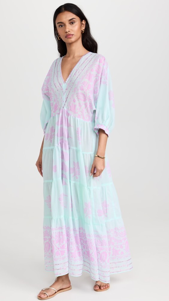 

Платье Juliet Dunn Dhaka Print Loose V Neck, аква