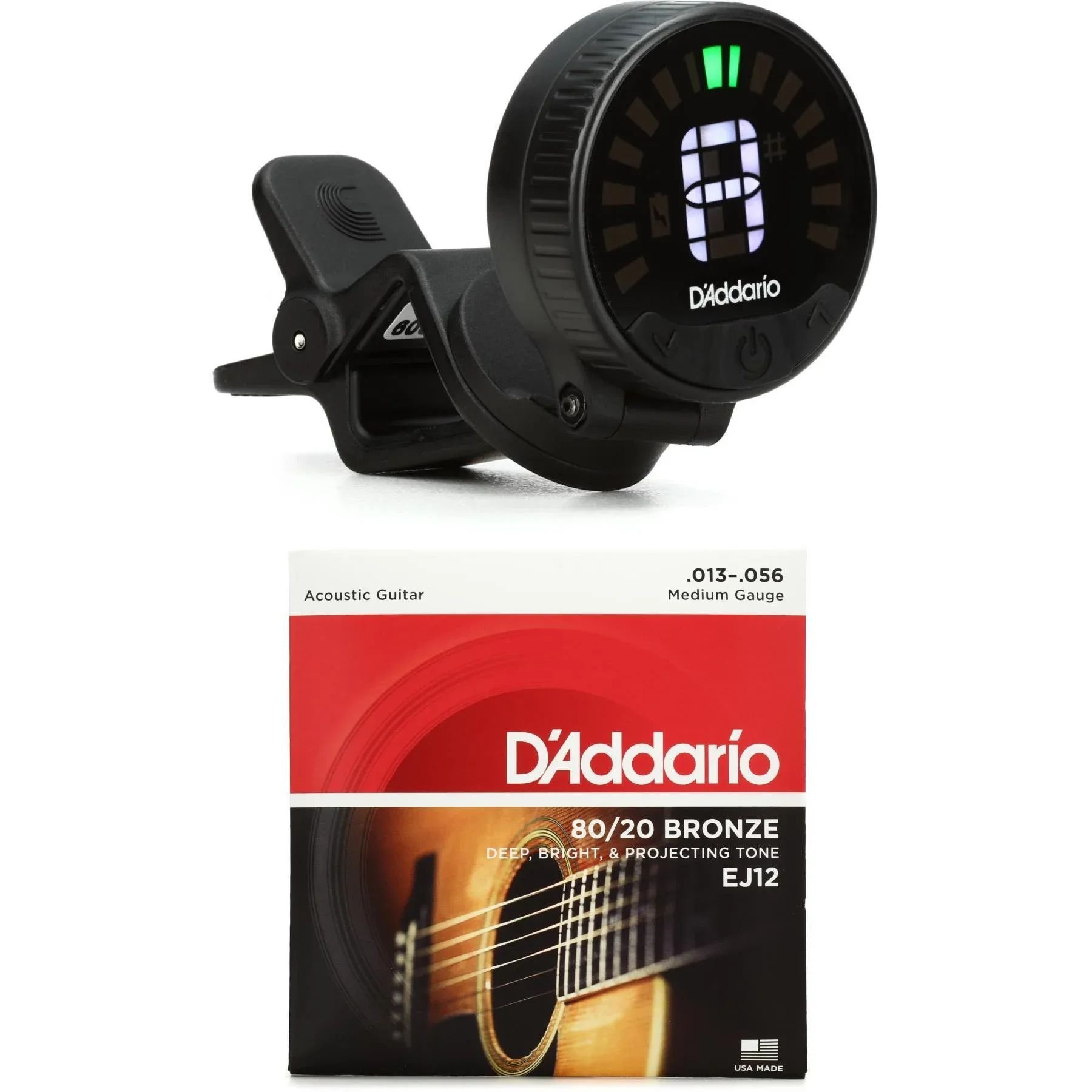 

D'Addario Nexxus 360 Перезаряжаемый тюнер головки грифа со струнами для акустической гитары EJ12 - .013-.056 Средний