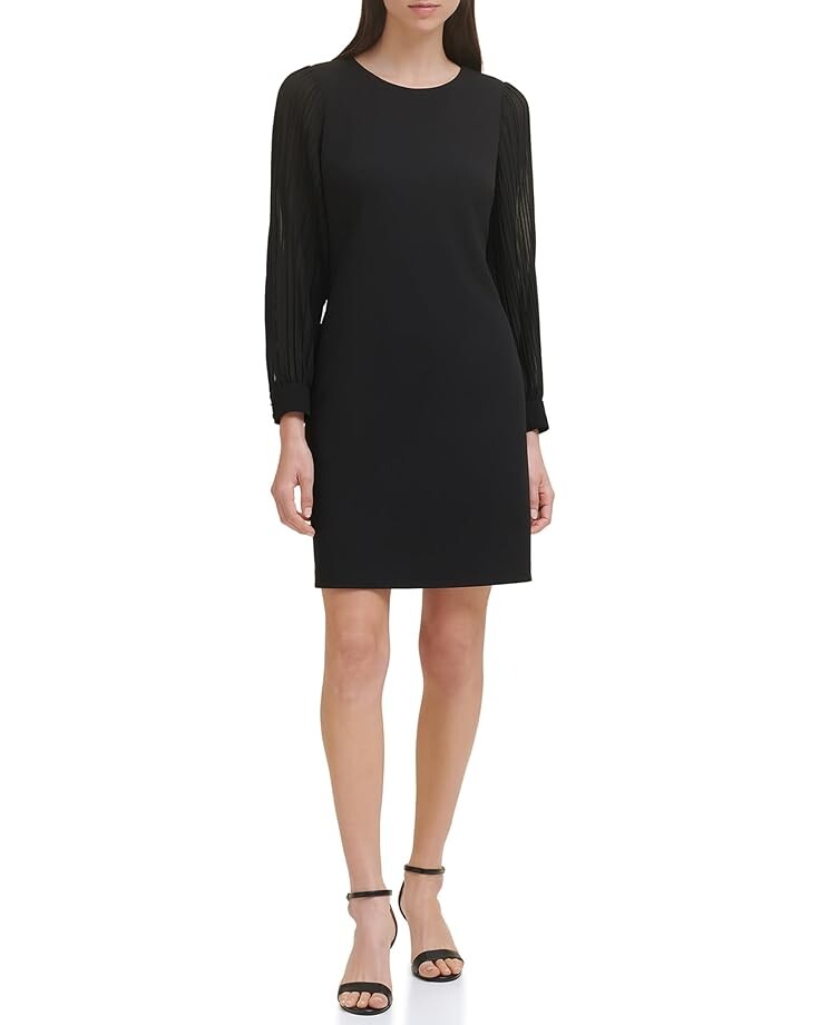 

Платье Tommy Hilfiger A-Line with Pleated Chiffon Sleeve, черный